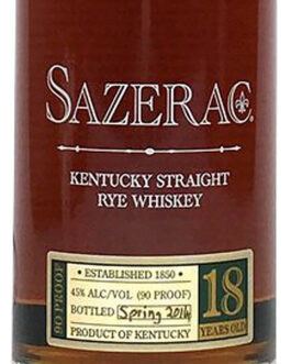 SAZERAC 18 Year Old Kentucky Straight Rye Whiskey 750ml bottle